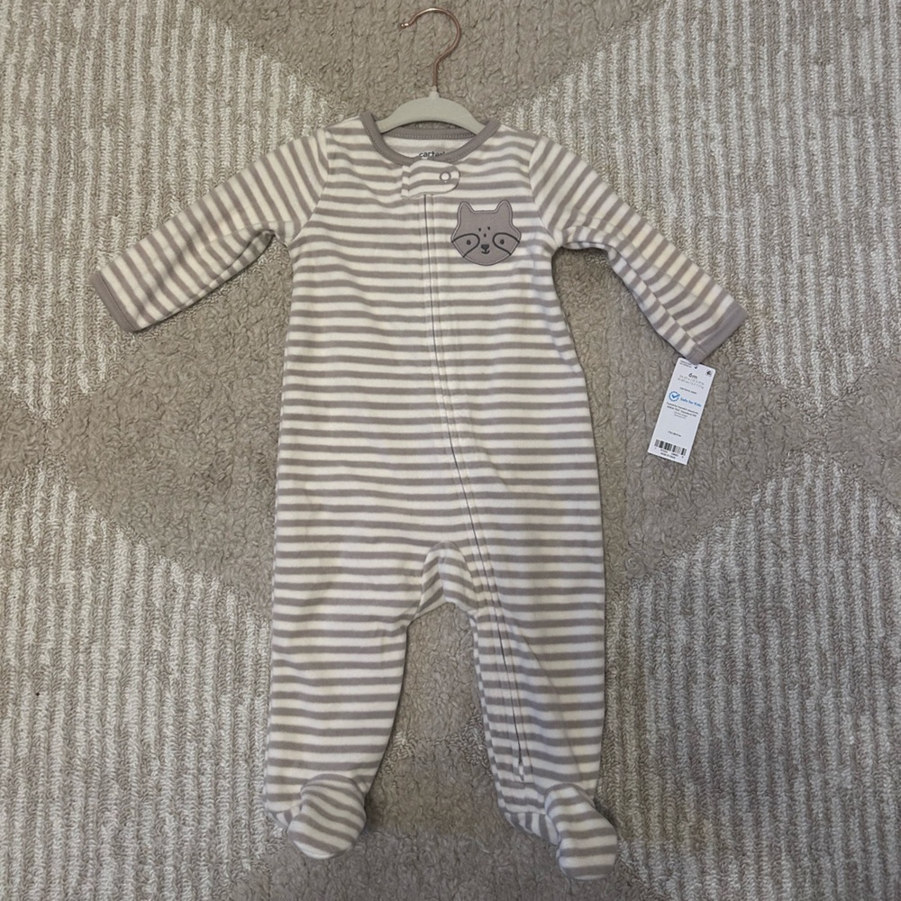 Carter's Gray and White Striped Footie